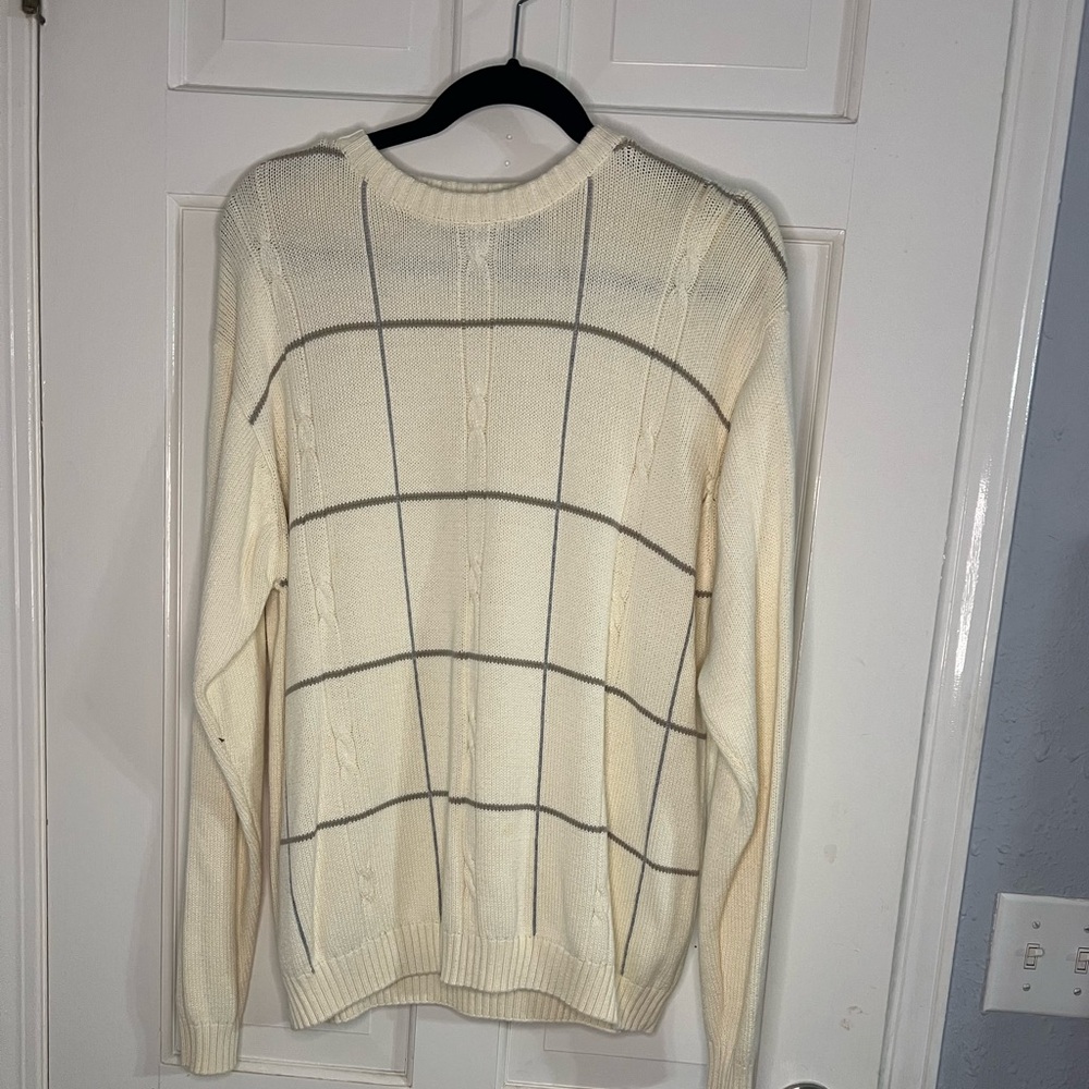 Vintage  Bill Blass Cream Sweater with Gray Stripes